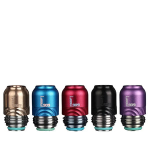 Five Anodised Aluminium 909 Modify Capsule Drip Tips With Integrated Screw Fitting For Boro Mods & AIO Devices in various Colours.