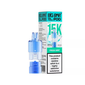 Big Bar Pro 15K Fresh Mint Refill pod for the Big Bar Pro Pod Vape Kit - 2ml Pod + 10ml Refill container