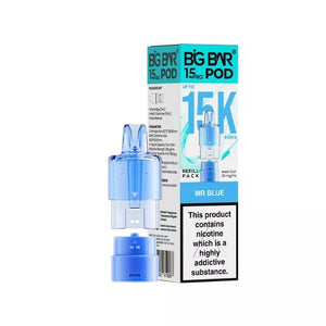 Big Bar Pro 15K Mr Blue Refill pod for the Big Bar Pro Pod Vape Kit - 2ml Pod + 10ml Refill container