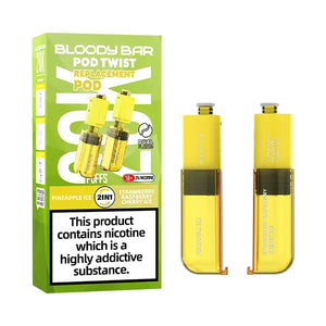 Bloody Bar 20K Refill Pods For Pod Twist Vape - pineapple ice & strawberry raspberry cherry ice