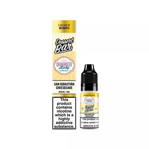 Dinner Lady Dessert Bar 10ml Nic Salt Vape Juice San Sebastian Cheesecake Flavour Great for Pod Vape Kits & MTL Vape Tanks