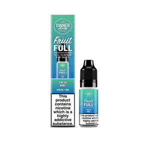 Dinner Lady Fruit Full Fresh Mint 10ml Nic Salt bottle and packaging with nicotine warning.