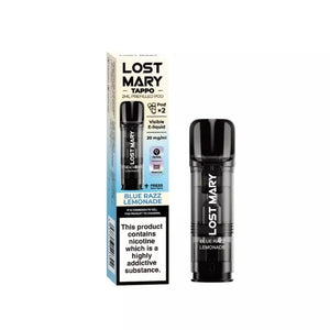 Lost Mary Tappo Prefilled Vape Pod Containing Blue Razz Lemonade Flavoured 20mg Nic Salt E-liquid for the Lost Mary Tappo Pro Pod Kit
