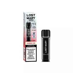 Lost Mary Tappo Prefilled Vape Pod Containing Cherry Ice Flavoured 20mg Nic Salt E-liquid for the Lost Mary Tappo Pro Pod Kit