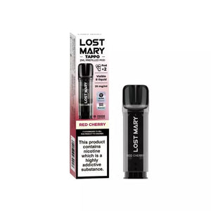 Lost Mary Tappo Prefilled Vape Pod Containing Red Cherry Flavoured 20mg Nic Salt E-liquid for the Lost Mary Tappo Pro Pod Kit