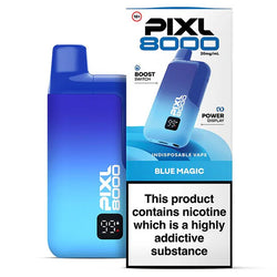 PIXL 8000 Vape Kit in tropical wave and sour blue flavour side by side