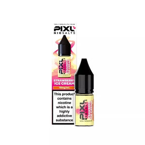 Pixl 10ml Nic Salt E-liquid Strawberry Ice Cream Flavour Available in 10mg or 20mg Great For Refillable Pod Vapes