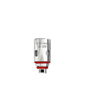 0.4 ohm mesh coil for Artery PAL 18650 pod kit, silver with red accents.