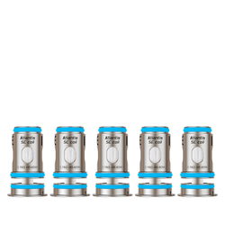 Three Aspire Atlantis SE replacement vape coils with blue accents.