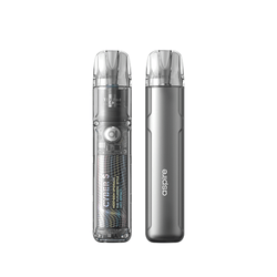 Four Aspire Cyber S vape kits in red and green, with transparent tops, displayed vertically.