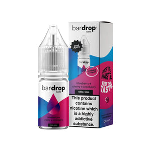 Bar Drop blueberry cherry cranberry 10ml Nic Salt e-liquid - Perfect for refillable vape kits