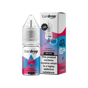 Bar Drop blueberry sour raspberry 10ml Nic Salt e-liquid - Perfect for refillable vape kits