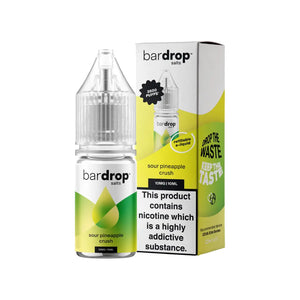 Bar Drop sour pineapple crush 10ml Nic Salt e-liquid - Perfect for refillable vape kits