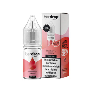 Bar Drop Strawberry Coconut 10ml Nic Salt e-liquid - Perfect for refillable vape kits