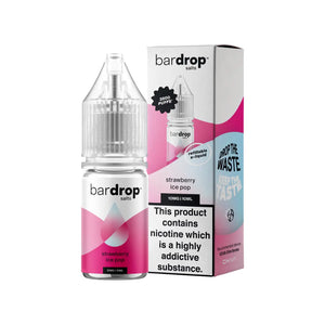 Bar Drop strawberry ice pop 10ml Nic Salt e-liquid - Perfect for refillable vape kits
