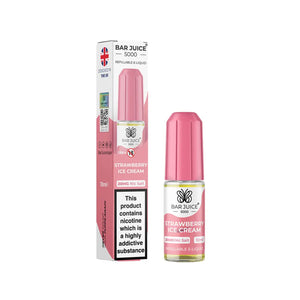 Bar Juice 5000 10ml Nic Salt Strawberry Ice Cream flavour perfect for Pod Vape Kits