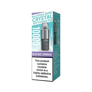 Bloody Bar Crystal 10K Refill Pod in Blue Razz Lemonade flavour for Bloody Bar Crystal 10K Pod Kit with 10,000 puffs and 20mg strength