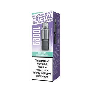 Bloody Bar Crystal 10K Refill Pod in Blueberry Sour Raspberry flavour for Bloody Bar Crystal 10K Pod Kit with 10,000 puffs and 20mg strength