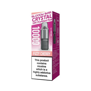 Bloody Bar Crystal 10K Refill Pod in Fizzy Cherry flavour for Bloody Bar Crystal 10K Pod Kit with 10,000 puffs and 20mg strength