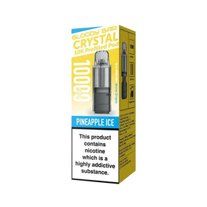 Bloody Bar Crystal 10K Refill Pod in Pineapple Ice flavour for Bloody Bar Crystal 10K Pod Kit with 10,000 puffs and 20mg strength