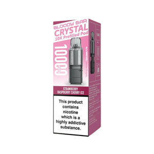 Bloody Bar Crystal 10K Refill Pod in Strawberry Raspberry Cherry Ice flavour for Bloody Bar Crystal 10K Pod Kit with 10,000 puffs and 20mg strength