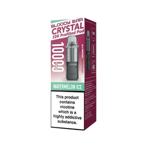 Bloody Bar Crystal 10K Refill Pod in Watermelon Ice flavour for Bloody Bar Crystal 10K Pod Kit with 10,000 puffs and 20mg strength