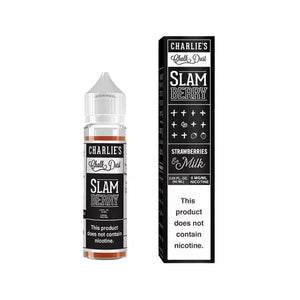 Charlie's Chalk Dust Slam Berry vape juice bottle and packaging on a white background