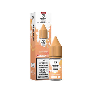 Crystal Clear Nic Salts - Juicy Peach flavour, this nicotine salt e-liquid is Designed for refillable pod systems
