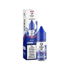 Crystal Clear Nic Salts - Mr Blue flavour, this nicotine salt e-liquid is Designed for refillable pod systems