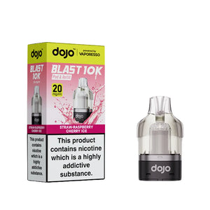 Dojo Blast 10K Prefilled Pods for The Dojo Blast 10k Vape kit - Straw-Raspberry Cherry Ice Flavour