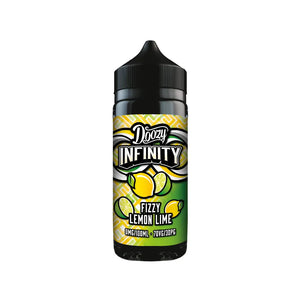 Doozy Infinity 100ml vape juice in fizzy lemon lime flavour for DTL Vaping with subohm vape kits.