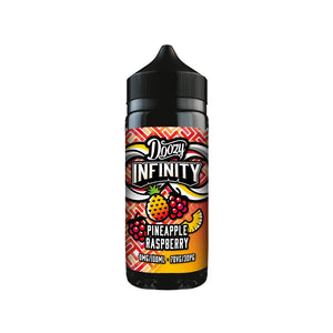 Doozy Infinity 100ml vape juice in pineapple raspberry flavour for DTL Vaping with subohm vape kits.