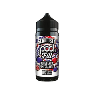Doozy Seriously Pod Fill Blueberry Pomgranate Flavour 100ml 50vg/50pg Shortfill Vape Juice Perfect for Refillable Pod Vape Kits