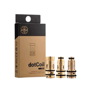 Dotmod dotCoil replacement coils in gold, with packaging, displayed against a white background.