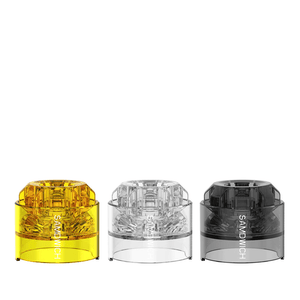 Dovpo Samdwich RDA Translucent Polished Caps for the Dovpo Samdwich RDA in amber, white, and black.