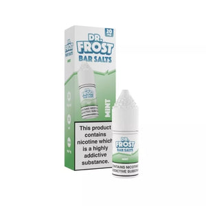 dr frost 10ml bar salt mint flavour available in 10mg and 20mg great for refillable pod vape kits