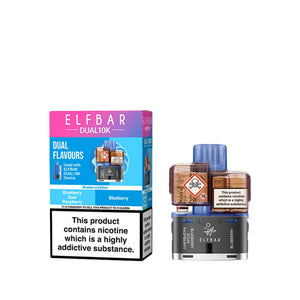 Elf Bar Dual 10K Refill Pods for the Elf Bar Dual 10k Vape Kit - Bluberry Edition - Blueberry Sour Raspberry - Bluberry