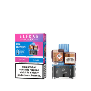 Elf Bar Dual 10K Refill Pods for the Elf Bar Dual 10k Vape Kit - Shisha Edtion - Grape Mint - Fruits 66