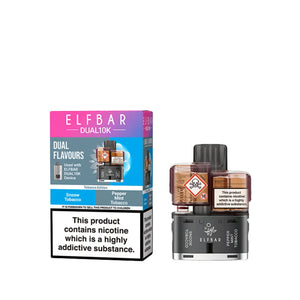Elf Bar Dual 10K Refill Pods for the Elf Bar Dual 10k Vape Kit - Tobacco Edtion - Snoow Tobacco - Pepper Mint Tobacco