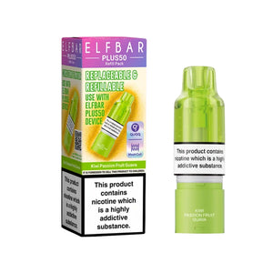 Elf Bar Plus 50 Kiwi Passion Fruit Guava Flavour Refill Pod for the Elf Bar Plus 50 Vape Kit
