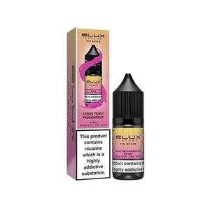 Elux Legend 10ml Nic salt e-liquid Lemon Peach Passionfruit Flavour - works great with Pod Vape Kits & Starter Vape Kits