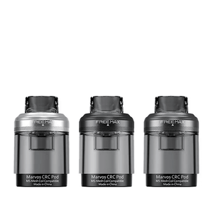 Three Freemax Marvos CRC replacement pods on a white background.
