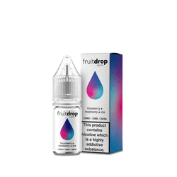 Fruitdrop Salts e-liquid bottles: Citrus + Lychee Ice and Cherry + Mixed Berry flavours.