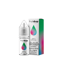 Fruitdrop Salts e-liquid bottles: Citrus + Lychee Ice and Cherry + Mixed Berry flavours.