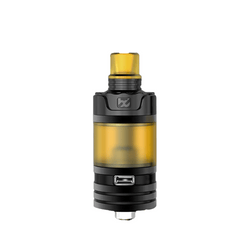 Two Fumytech BD Vape Precisio GT RTA tanks, one silver and one black, with yellow drip tips.