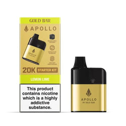 Apollo Gold Bar 20K Prefilled Pod Kit in multiple flavours, featuring child-safe design and capsule click technology.