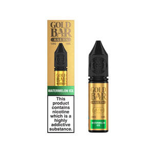 Gold Bar Watermelon Ice 10ml Nic Salt E-liquid - Perfect for Refillable Vape Kits