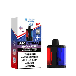 Hayati Pro Ultra Plus Refill in Blueberry H'Bubba Watermelon H'Bubba flavour for the Hayati Pro Ultra Plus with 25000+ puffs and 20mg nicotine strength
