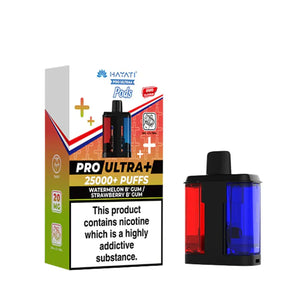 Hayati Pro Ultra Plus Refill in Watermelon B'Gum Strawberry B'Gum flavour for the Hayati Pro Ultra Plus with 25000+ puffs and 20mg nicotine strength