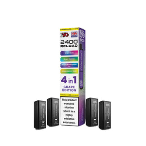IVG 2400 Reload Pods for IVG 2400 Prefilled Kit - 4 Flavours - Grape Edition - Grape Soda - Grape Kiwi Ice - Grape Blackcurrant Ice - Grape Lemon Soda